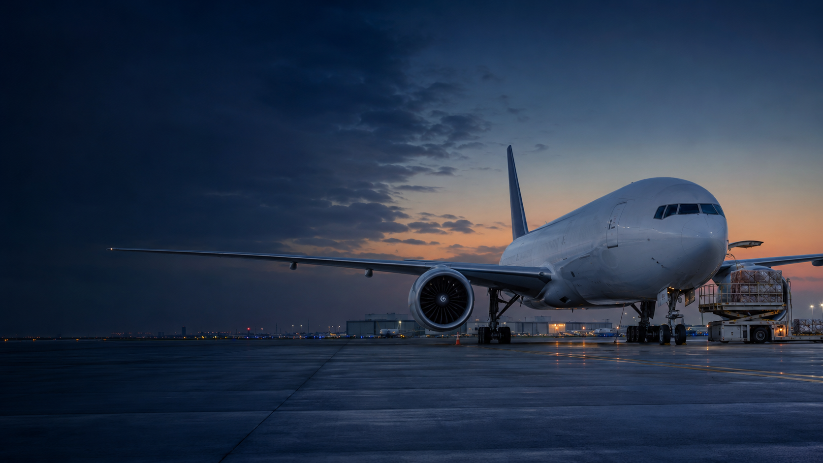 Cargo aircraft at an international airport